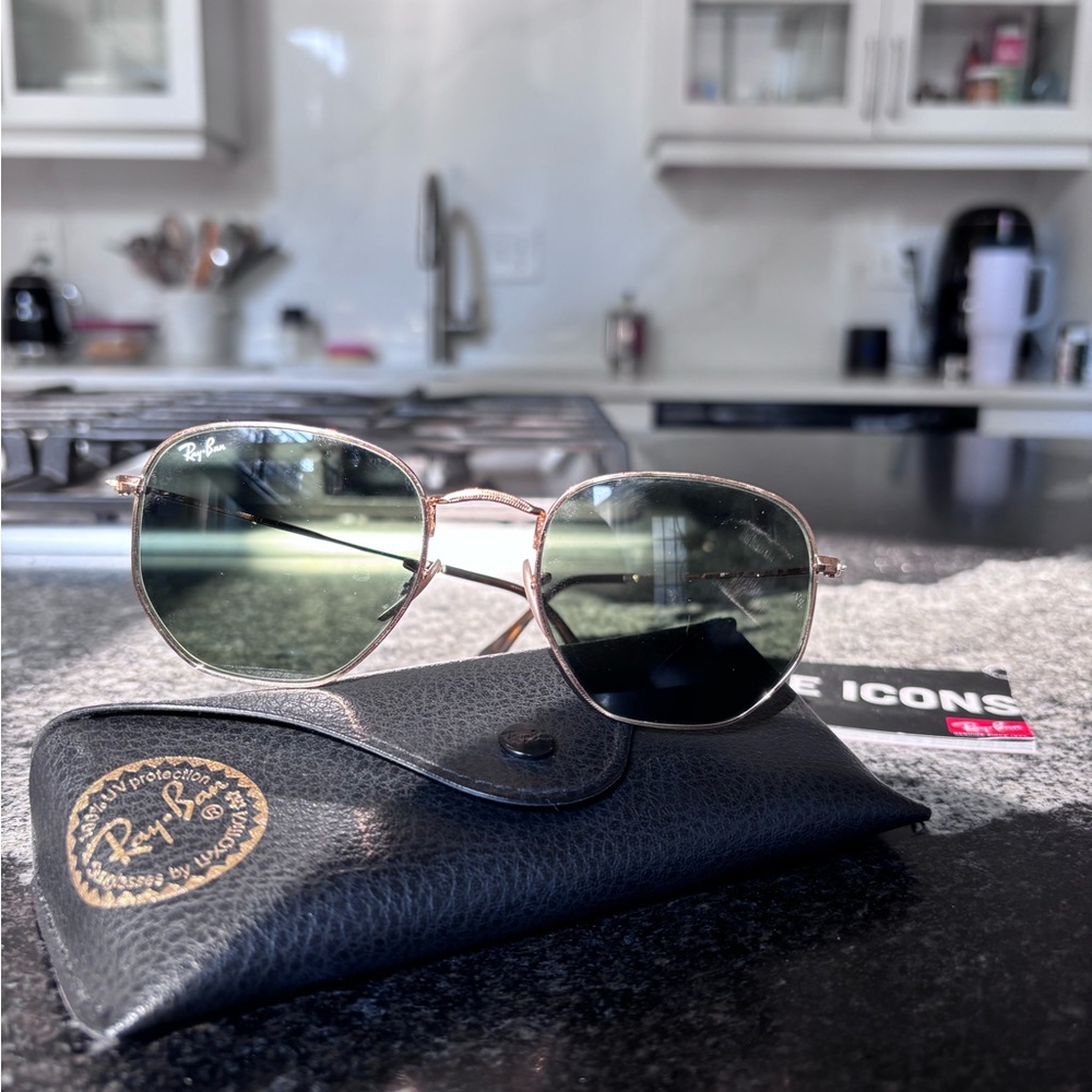 Ray-Ban Gold Frame Sunglasses with Dark Lenses